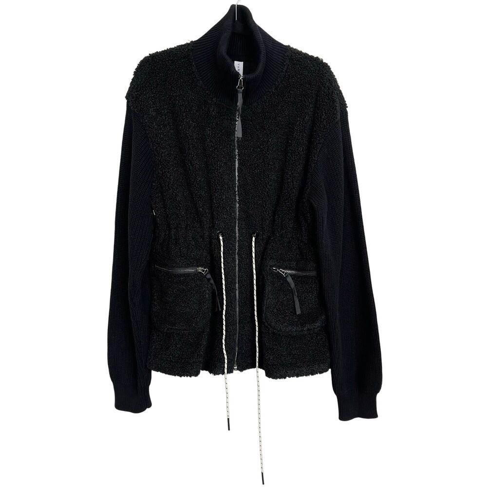 New Varley Large L Black Westwood Jacket Sherpa Cinch Waist Full Zip Apres Ski